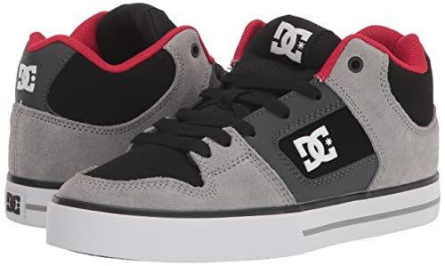 DC Men's Pure MID Casual Skate Shoe, Black/Grey/RED, 10