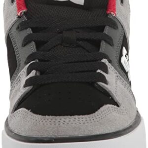 DC Men's Pure MID Casual Skate Shoe, Black/Grey/RED, 10