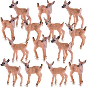 skylety 14 pieces miniature deer figurines for crafts deer cake toppers mini deer figurines deer toys for birthday party shower decorations