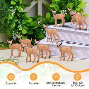 Skylety 14 Pieces Miniature Deer Figurines for Crafts Deer Cake Toppers Mini Deer Figurines Deer Toys for Birthday Party Shower Decorations