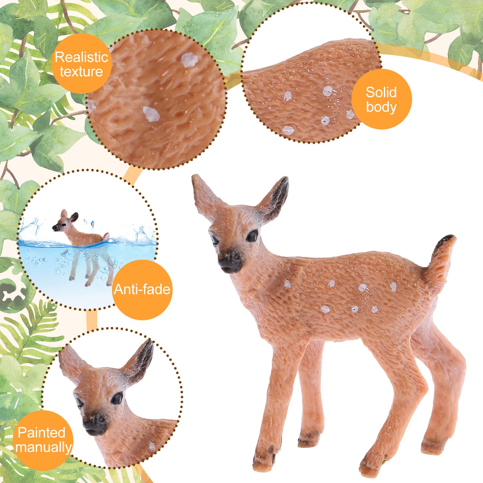 Skylety 14 Pieces Miniature Deer Figurines for Crafts Deer Cake Toppers Mini Deer Figurines Deer Toys for Birthday Party Shower Decorations