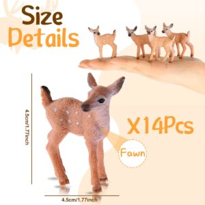 Skylety 14 Pieces Miniature Deer Figurines for Crafts Deer Cake Toppers Mini Deer Figurines Deer Toys for Birthday Party Shower Decorations