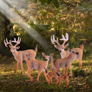 12 Pieces Deer Figurines Toy Realistic Deer Family Figurines Forest Animals Figures Miniature Woodland Creatures Figurines Miniature Toys Cake Toppers for Birthday Party Bridal Shower