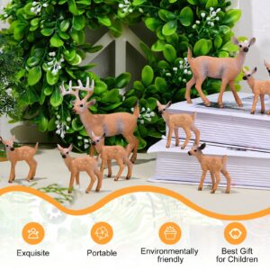 12 Pieces Deer Figurines Toy Realistic Deer Family Figurines Forest Animals Figures Miniature Woodland Creatures Figurines Miniature Toys Cake Toppers for Birthday Party Bridal Shower
