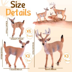 12 Pieces Deer Figurines Toy Realistic Deer Family Figurines Forest Animals Figures Miniature Woodland Creatures Figurines Miniature Toys Cake Toppers for Birthday Party Bridal Shower