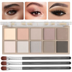 sulily 10 colors eyeshadow palette matte naked eye shadow makeup,high pigmented, naturing-looking, ultra-blendable,long lasting high pigment nude eyeshadow with 3 eyeshadow brush(cement color)