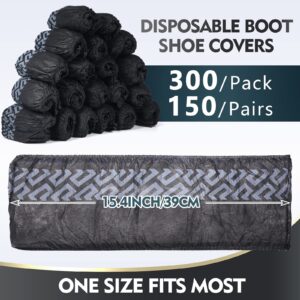 300 Pack Disposable Boot Shoe Covers Non Slip Disposable Shoe Covers Large Foot Booties for Shoe Covers for Indoors Contractors Floor and Carpet Protectors Shoe Coverings, One Size Fits Most (Black)