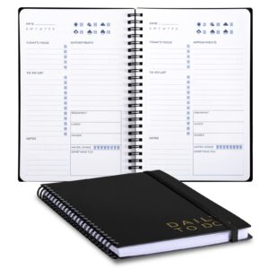 utytrees undated daily planner: 5.7"x8.5" 144 pages, daily to do list notebook, daily journal with meals planner, office organization unisex planners, black