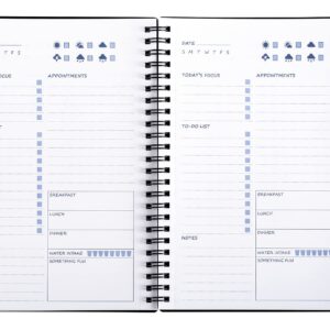 UtyTrees Undated Daily Planner: 5.7"x8.5" 144 Pages, Daily To Do List Notebook, Daily Journal with Meals Planner, Office Organization Unisex Planners, Black