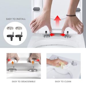 WWFAN Square Toilet Seat Soft Close with Easy Quick Release Top Fix Adjustable Hinges, Easy Installation, White