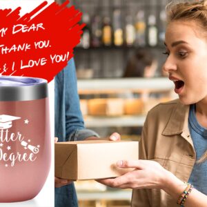 AMZUShome Now Hotter by One Degree Mug.Graduation Gifts.Grad Christmas Gifts for College High School Graduates College Grad Masters Degree Wine Tumbler(12oz Rose Gold)