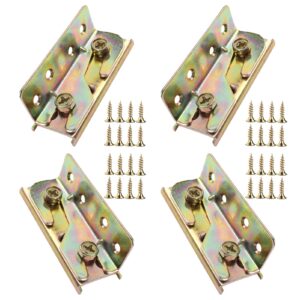bed frame hardware bed rail brackets - wooden bed frame connectors with screws for headboards footboards - heavy duty non-mortise bed rail fittings（set of 4）