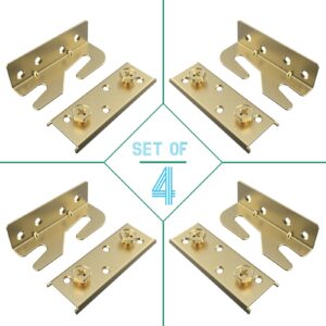 Bed Frame Hardware Bed Rail Brackets - Wooden Bed Frame Connectors with Screws for Headboards Footboards - Heavy Duty Non-Mortise Bed Rail Fittings（Set of 4）