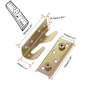 Bed Frame Hardware Bed Rail Brackets - Wooden Bed Frame Connectors with Screws for Headboards Footboards - Heavy Duty Non-Mortise Bed Rail Fittings（Set of 4）