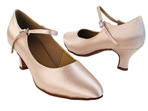 very fine dancesport shoes - ladies waltz, tango, foxtrot ballroom dance shoes - s9137-2" heel & heel protector (flesh satin, size 7)