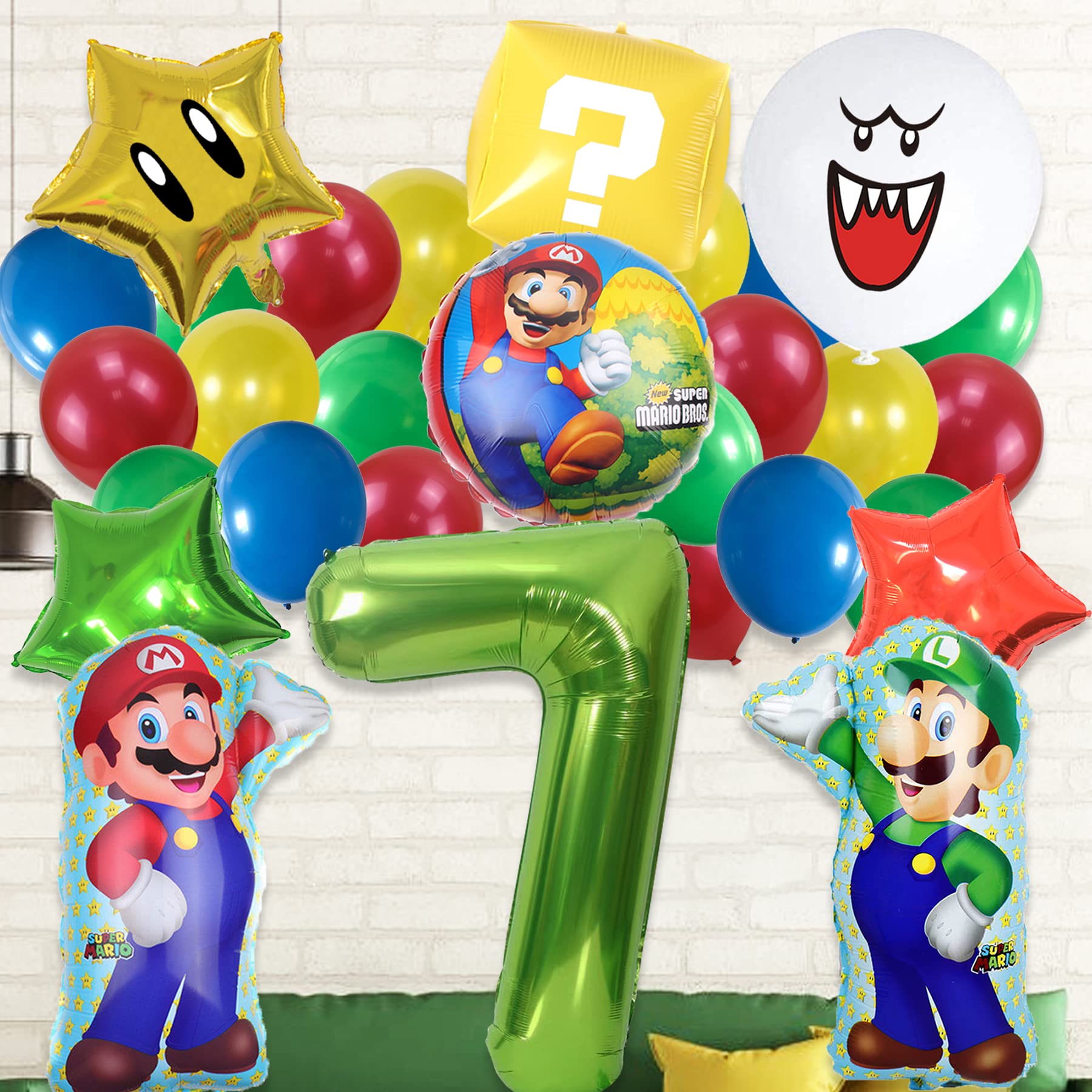 KARAQY Vedio Game 7th Birthday Party Supplies - Boo Balloon, Star Balloons for Boys Kids