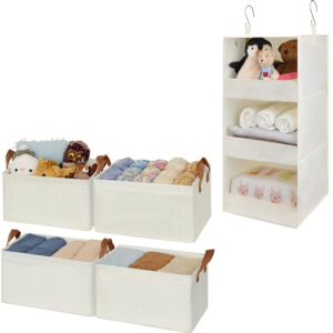 GRANNY SAYS Bundle of 4-Pack Storage Baskets for Organizing & 1-Pack Hanging Closet Organizer