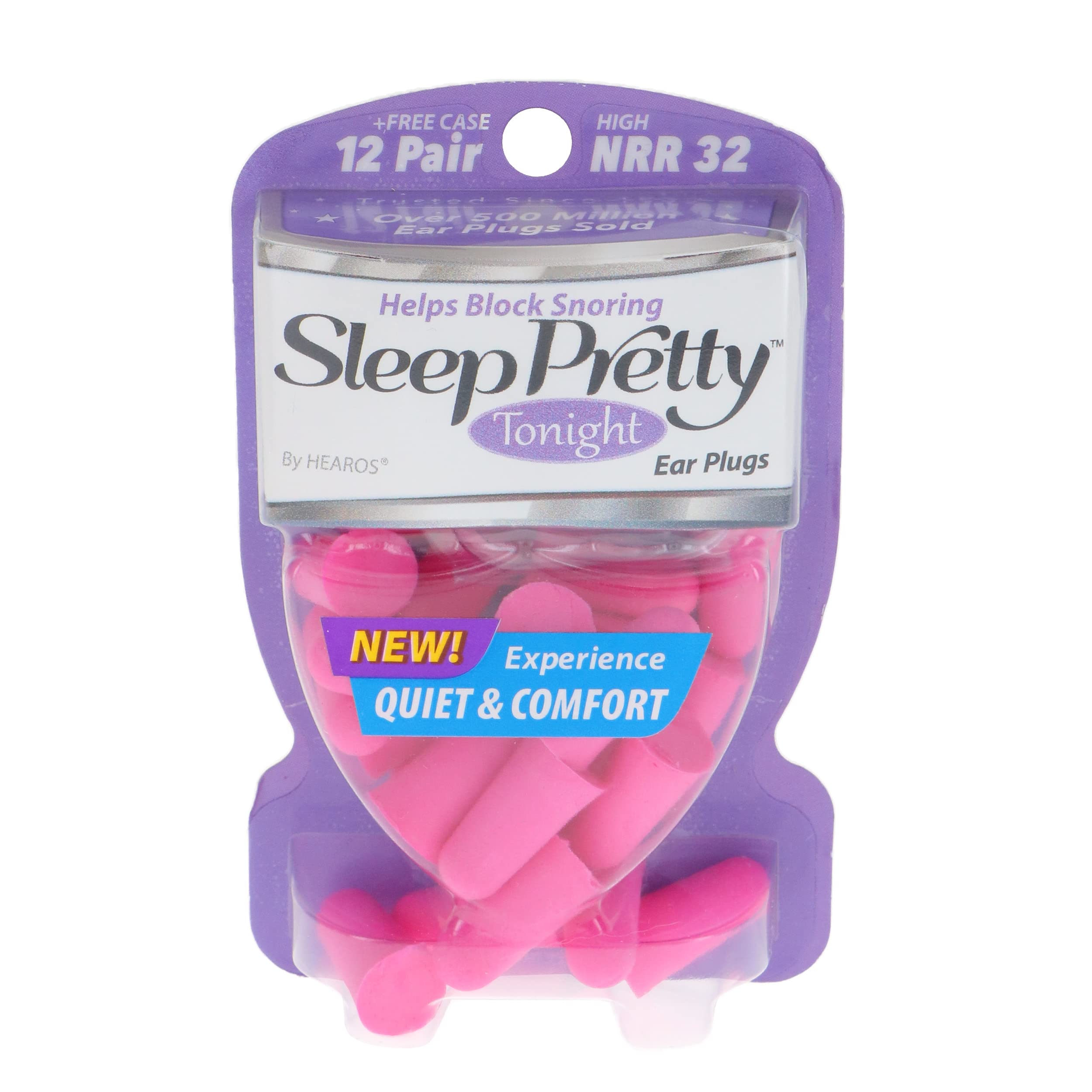 Hearos Sleep Pretty Tonight Foam Ear Plugs, Hearing Protection, 32 NRR, 12 Pair,Purple,5803