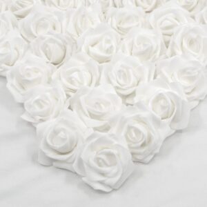 austor 200 pcs foam rose heads artificial flowers bulk foam roses white artificial roses heads 3 inch fake rose heads for decoration wedding party home diy
