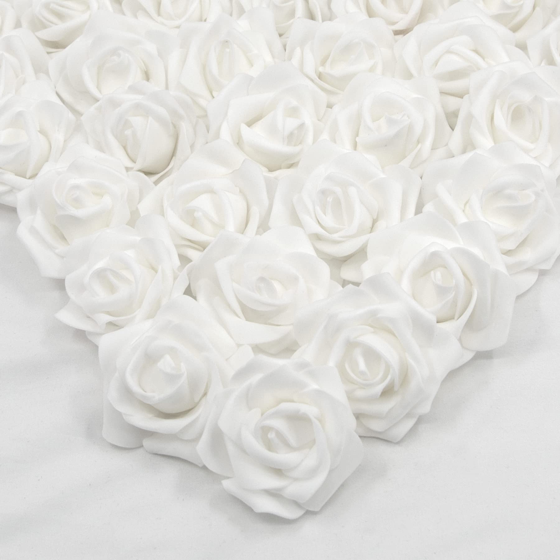 AUSTOR 200 Pcs Foam Rose Heads Artificial Flowers Bulk Foam Roses White Artificial Roses Heads 3 inch Fake Rose Heads for Decoration Wedding Party Home DIY