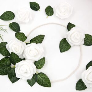 AUSTOR 200 Pcs Foam Rose Heads Artificial Flowers Bulk Foam Roses White Artificial Roses Heads 3 inch Fake Rose Heads for Decoration Wedding Party Home DIY