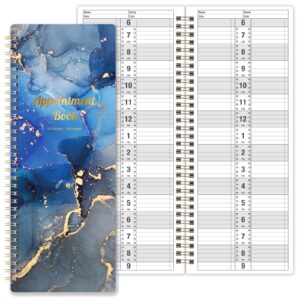 poluma - salon appointment book, 11.5" x 4.7", 2 columns undated , 6 am - 9 pm, twin-wire binding, 200 pages for hair stylist - blue