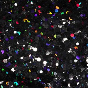 HEMOER Black Glitter 100g/3.5oz Holographic Chunky Sequins, Cosmetic Craft Glitters Set for Resin, Body, Hair, Face, Nail, Slime Festival Party Art and More