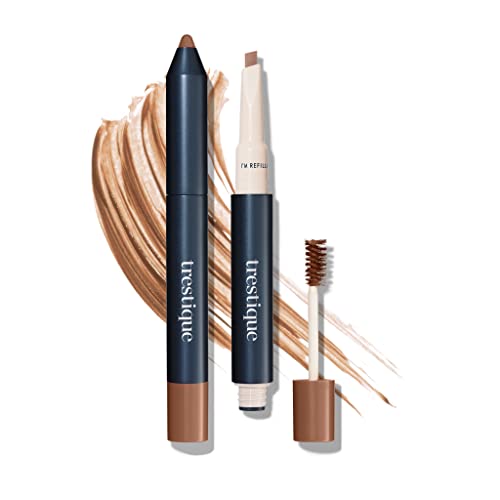 trestique Brow Pencil And Gel, Refillable Eye Brow Pencil With Built-In Brow Gel, Clean Beauty Eyebrow Pencil And Brow Gel, Sustainable 2-In-1 Brow Pencil And Brow Gel