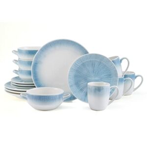 pfaltzgraff logan 16 piece dinnerware set, service for 4, blue ombre