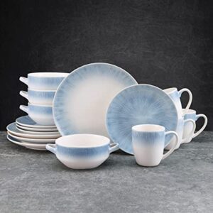 Pfaltzgraff Logan 16 Piece Dinnerware Set, Service for 4, Blue Ombre