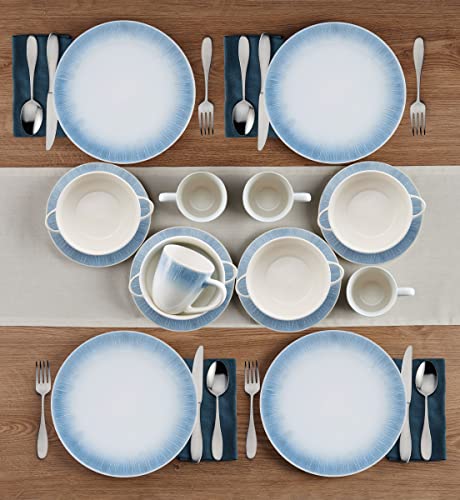 Pfaltzgraff Logan 16 Piece Dinnerware Set, Service for 4, Blue Ombre