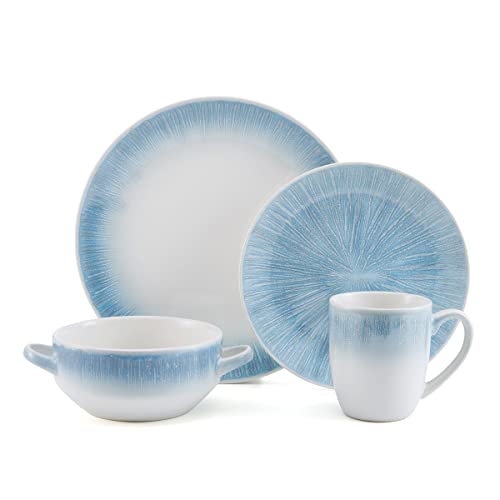 Pfaltzgraff Logan 16 Piece Dinnerware Set, Service for 4, Blue Ombre