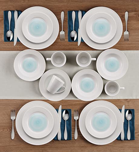 Pfaltzgraff Annie 16 Piece Dinnerware Set, Service for 4, Teal