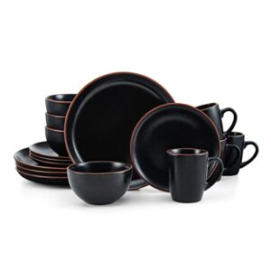 pfaltzgraff hunter 16 piece dinnerware set, service for 4, black