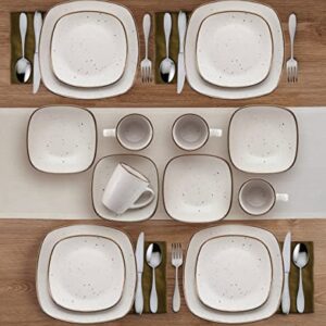 Pfaltzgraff Decker Square 16 Piece Dinnerware Set, Service for 4, White Speckled