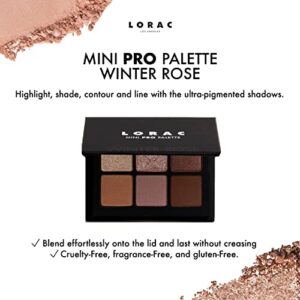 LORAC Mini PRO Matte & Glitter Eyeshadow Palette, Winter Rose | Luxuary Makeup Pallete | Metallic Colors | Cruelty Free, Gluten Free, Vegan