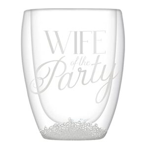 slant collections wine glass gift double-wall stemless wine glass, 10-ounce, wife party