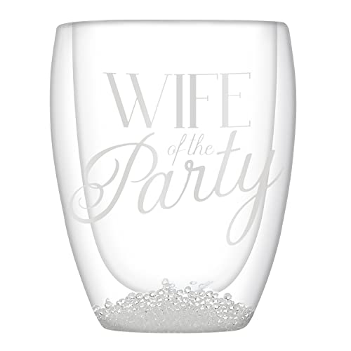 Slant Collections Wine Glass Gift Double-Wall Stemless Wine Glass, 10-Ounce, Wife Party