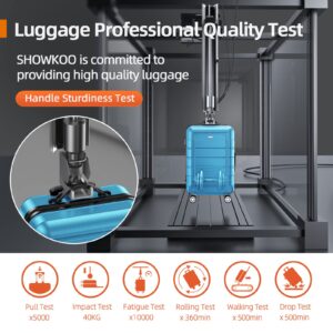 SHOWKOO Luggage Sets Expandable PC+ABS Durable Suitcase Sets Double Wheels TSA Lock 4 Piece Luggage Set Sky Blue