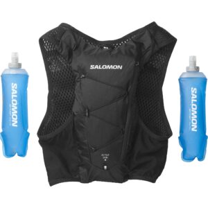 Salomon Active Skin 4 Running Hydration Pack with flasks, Black, M