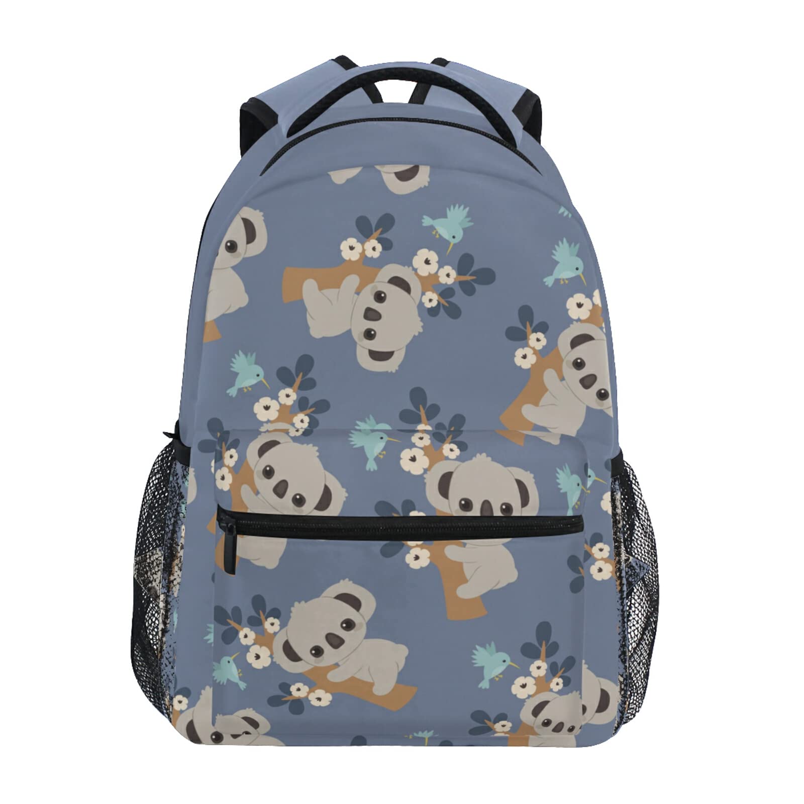 Wamika Cute Koala Bear Climb Tree Backpack Flowers Tree Leaves Birds School Backpacks Preschool Book Bag Blue