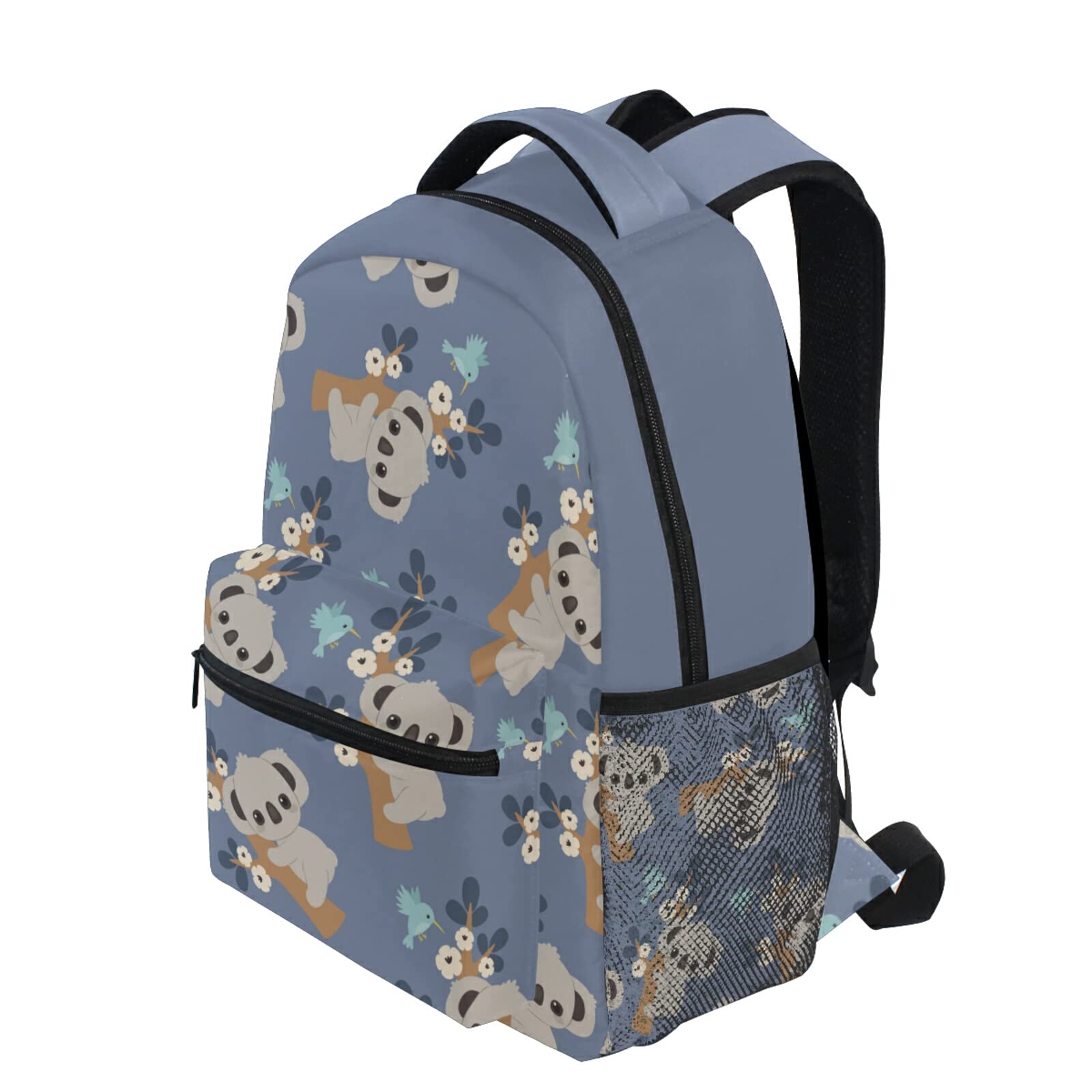 Wamika Cute Koala Bear Climb Tree Backpack Flowers Tree Leaves Birds School Backpacks Preschool Book Bag Blue