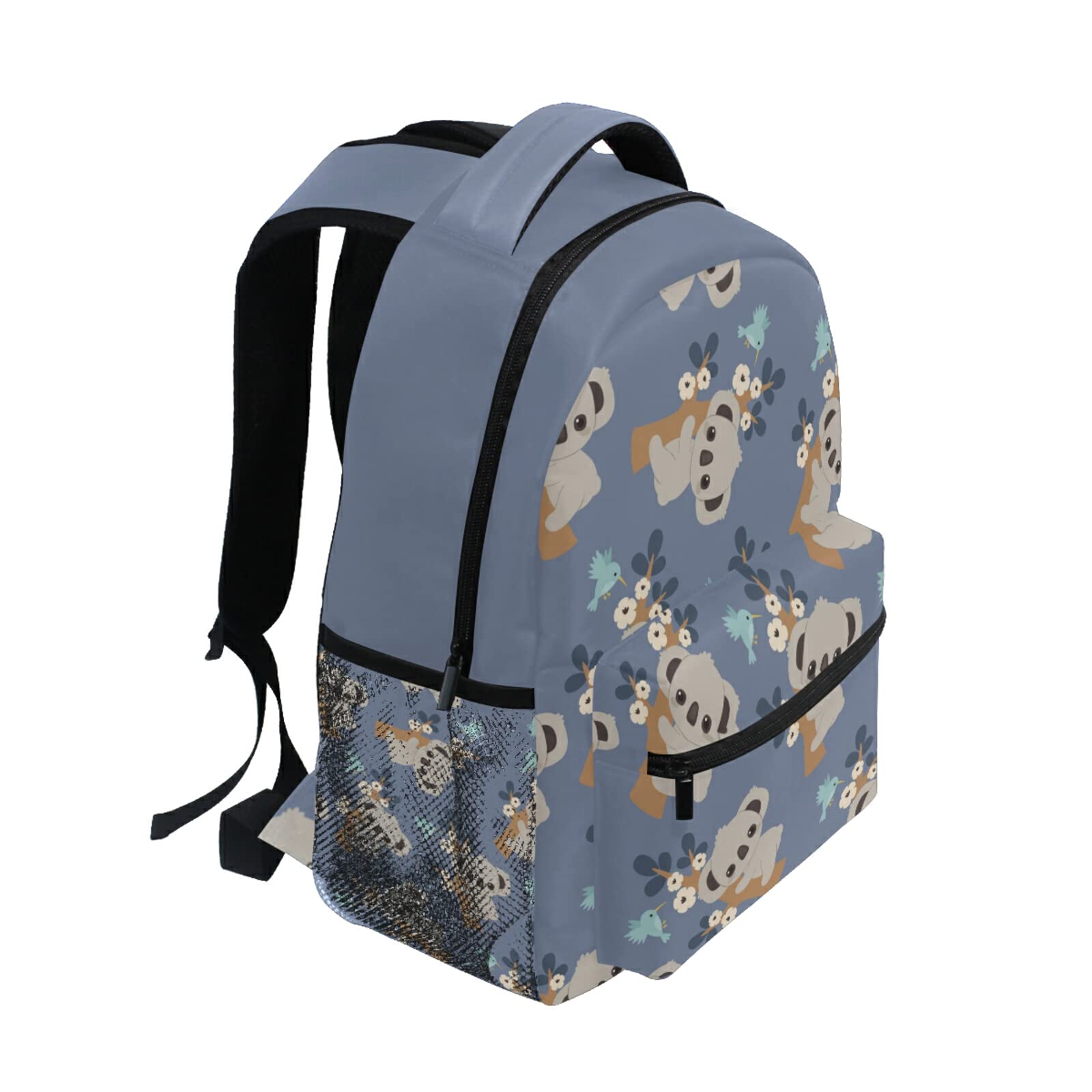 Wamika Cute Koala Bear Climb Tree Backpack Flowers Tree Leaves Birds School Backpacks Preschool Book Bag Blue