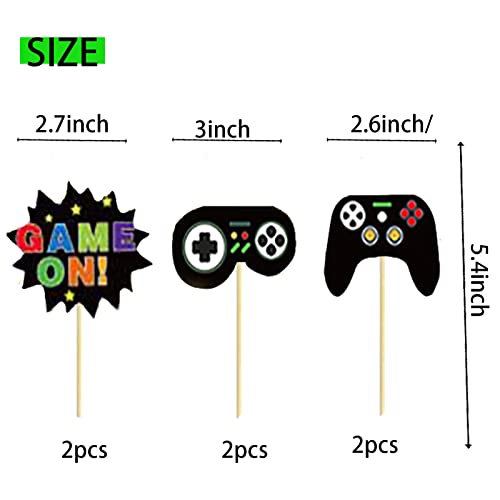 BIEUFBJI Video Game Cake Topper 11 pcs Video Game Theme Double Sided Glitter Cake Decoration, Birthday Party Supplies for Game Fans, Kids and Men