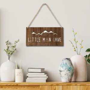 Little Man Cave Wall Sign, Woodland Boy Nursery, Toddler Boys Room, Baby Boys Room Wall Decor Farmhouse Rustic Wall Art Wooden Sign, 10" X 5" Wood Plaque Wall Hanging Sign(Hb11)