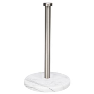 nearmoon standing paper towel holder, kitchen paper towel roll holder- for bathroom kitchen countertop, standard or jumbo-sized roll holder (with marble base, brushed nickel)