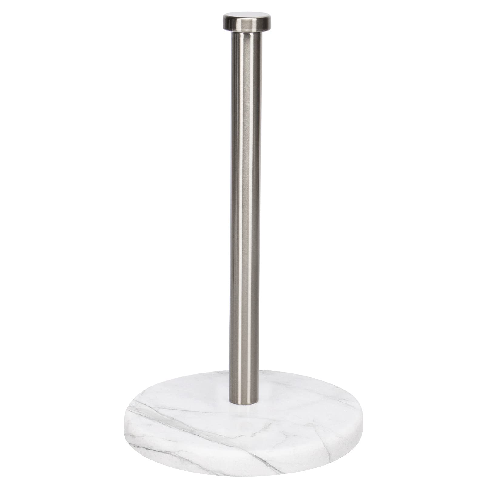 NearMoon Standing Paper Towel Holder, Kitchen Paper Towel Roll Holder- for Bathroom Kitchen Countertop, Standard or Jumbo-Sized Roll Holder (with Marble Base, Brushed Nickel)