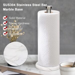 NearMoon Standing Paper Towel Holder, Kitchen Paper Towel Roll Holder- for Bathroom Kitchen Countertop, Standard or Jumbo-Sized Roll Holder (with Marble Base, Brushed Nickel)