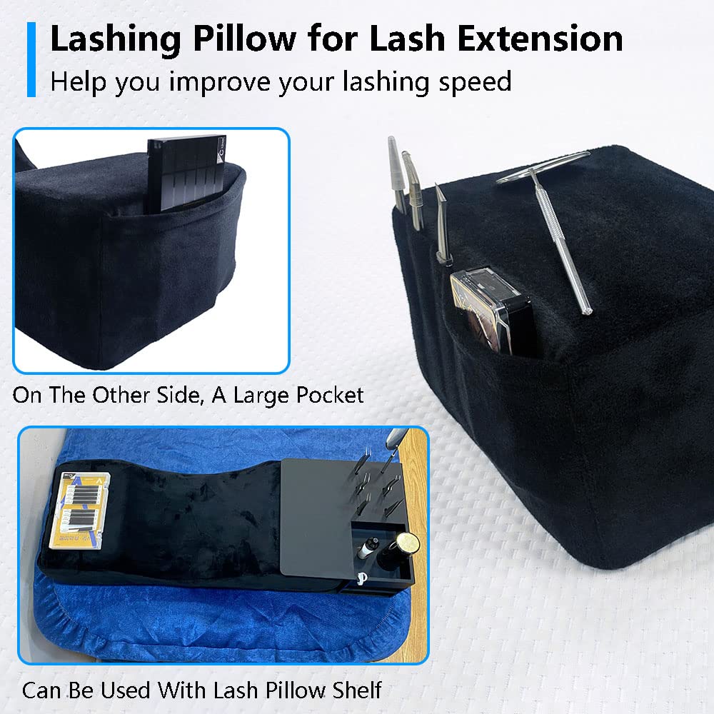Puransen Beauty Salon Lashing Pillow - Eyelash Extension Neck Pillow,Comfortable Velvet Memory Foam Eyelash Pillow, Protect The Neck When Used for Lashing (Black)