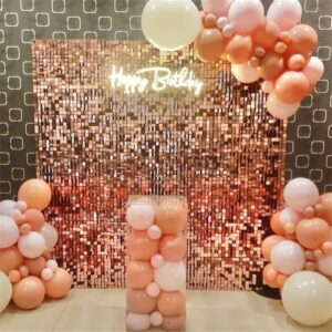 Shimmer Wall Backdrop Sequin Backdrop-24 Packs Rose Gold Panels Square Shimmer Wall Backdrop for Backdrop Photography Wedding Party Wall Panel